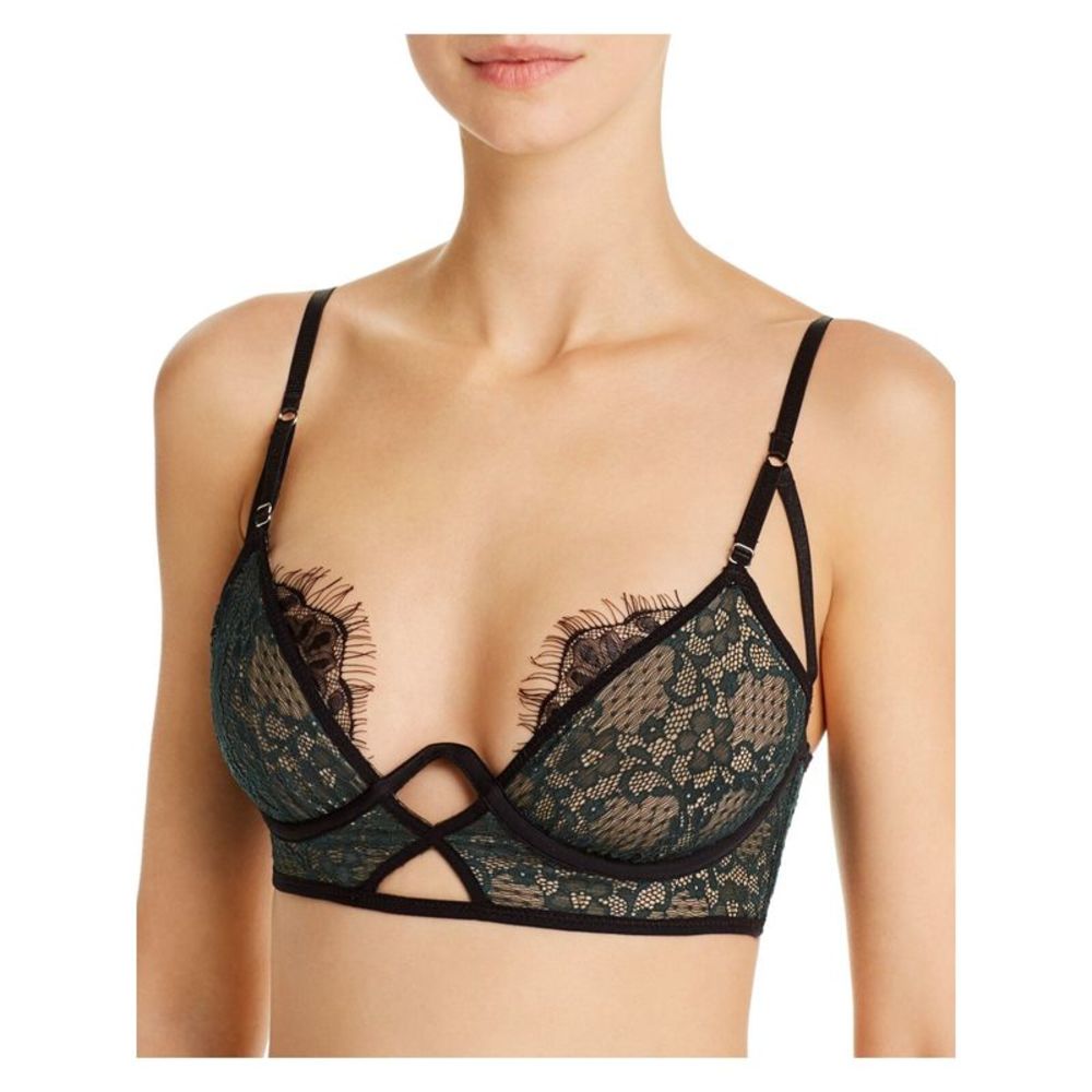 THISTLE & SPIRE Intimates Green Eyelash Lash Trim Underwire Bra 36C